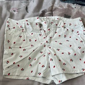 Torrid white denim shorts strawberry print size 10